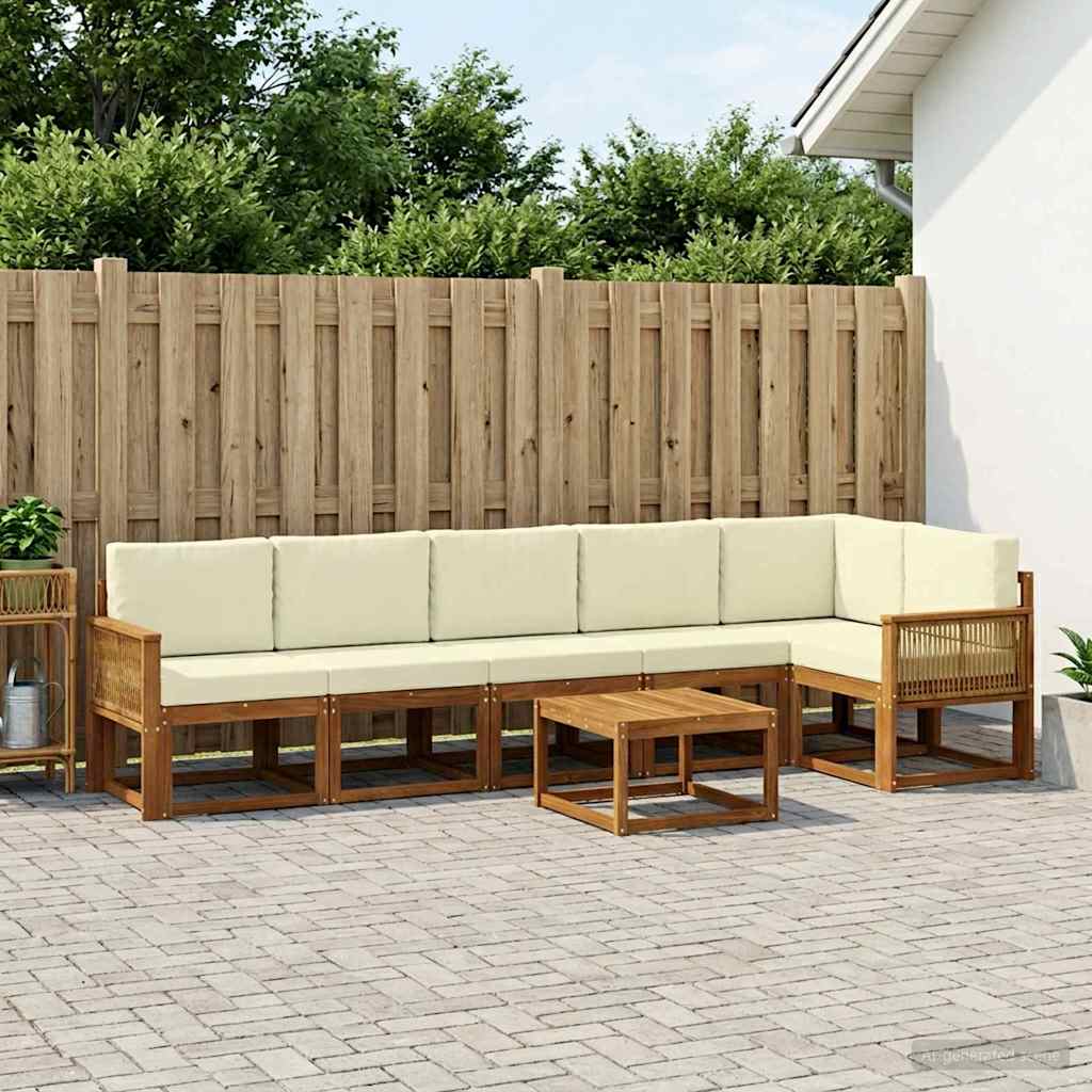 vidaXL Σειρά Καναπέ Εξωτερικού 7 pcs Φυσικό και Κρέμα Πολυεστέρας