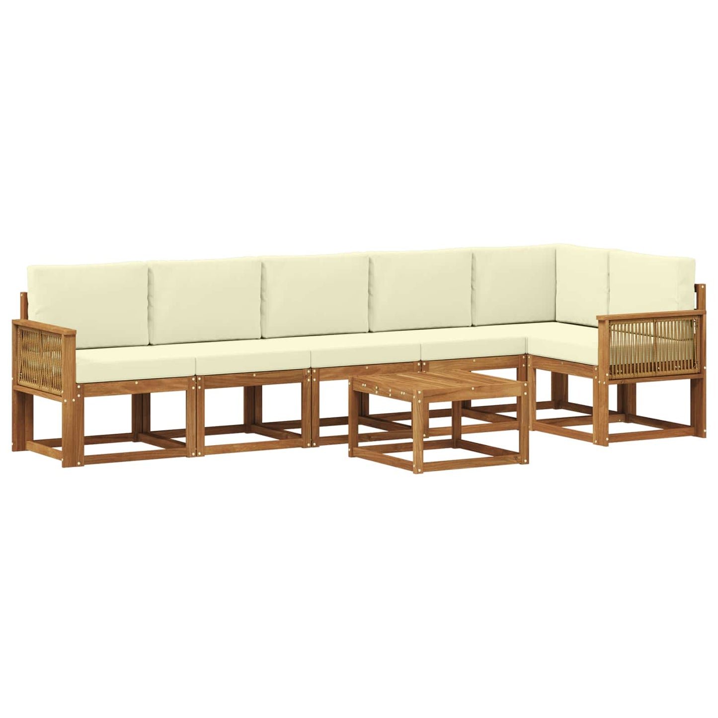 vidaXL Σειρά Καναπέ Εξωτερικού 7 pcs Φυσικό και Κρέμα Πολυεστέρας