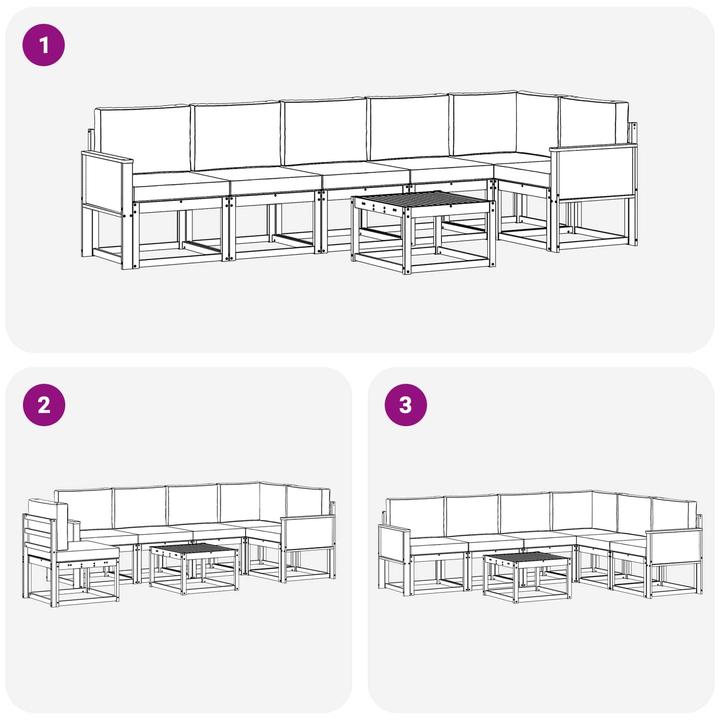 vidaXL Σειρά Καναπέ Εξωτερικού 7 pcs Φυσικό και Κρέμα Πολυεστέρας