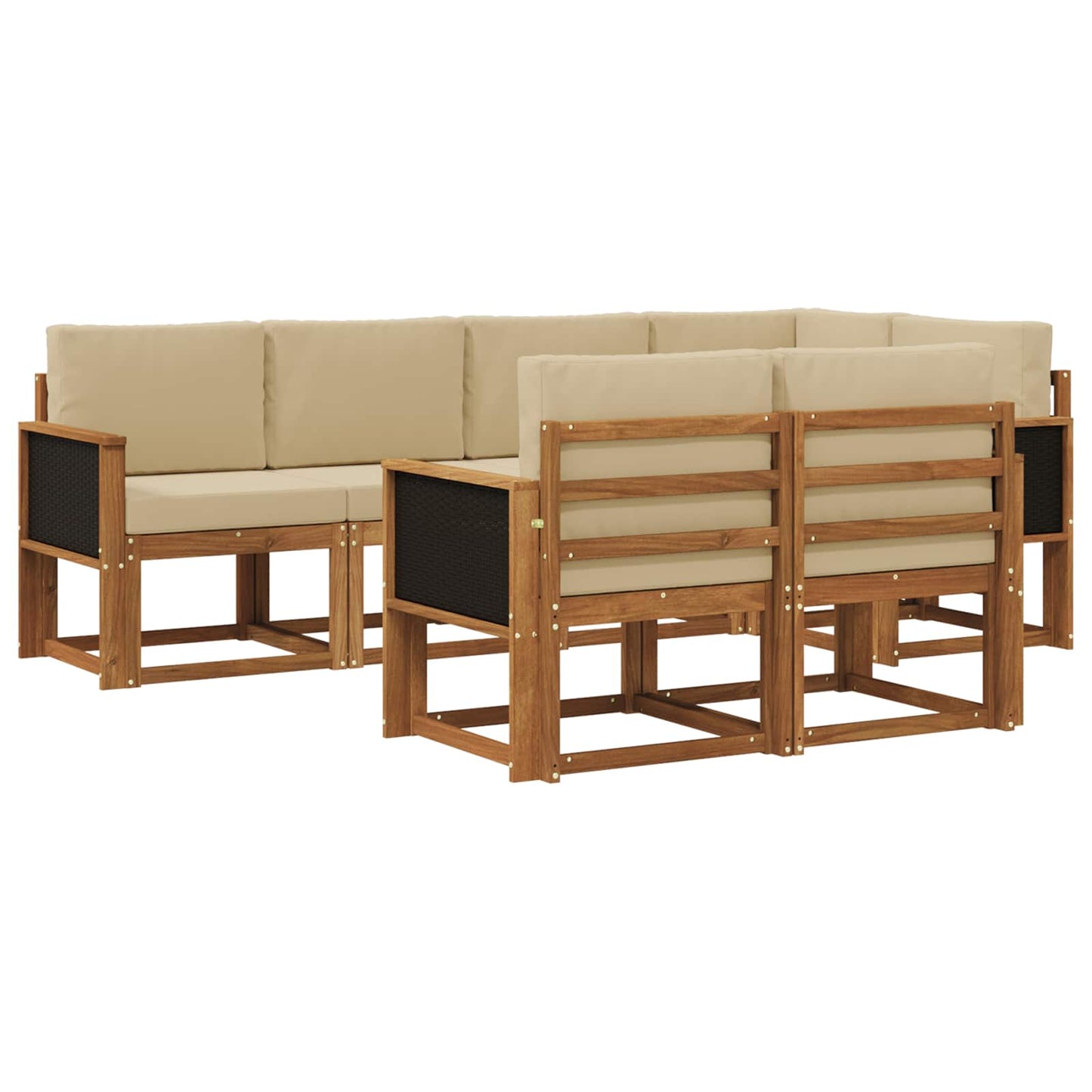 vidaXL Σειρά Καναπέ Εξωτερικού 7 pcs Φυσικό και Μπεζ Πολυεστέρας