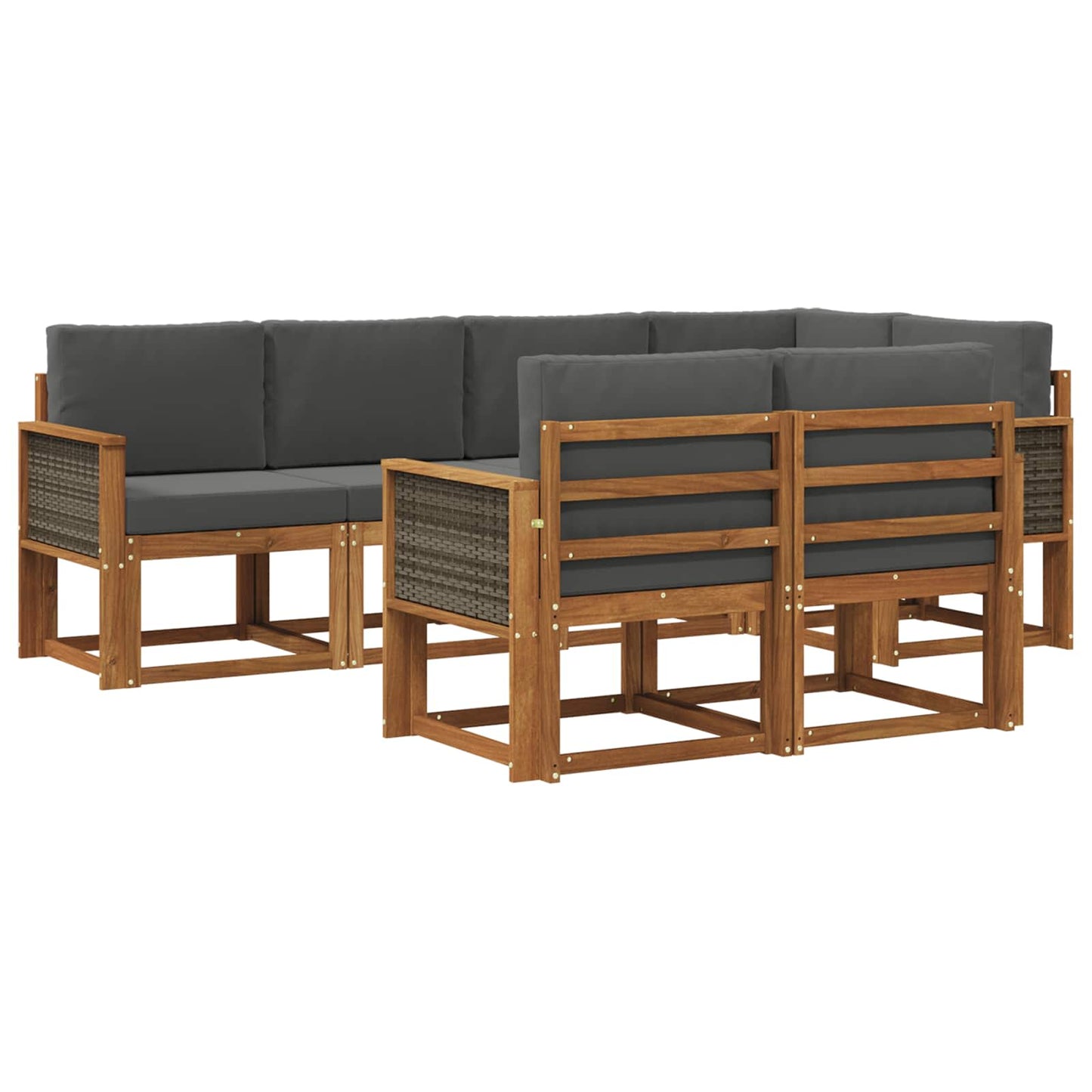 vidaXL Σειρά Καναπέ Εξωτερικού 7 pcs Φυσικό και Ανθρακί Πολυεστέρας