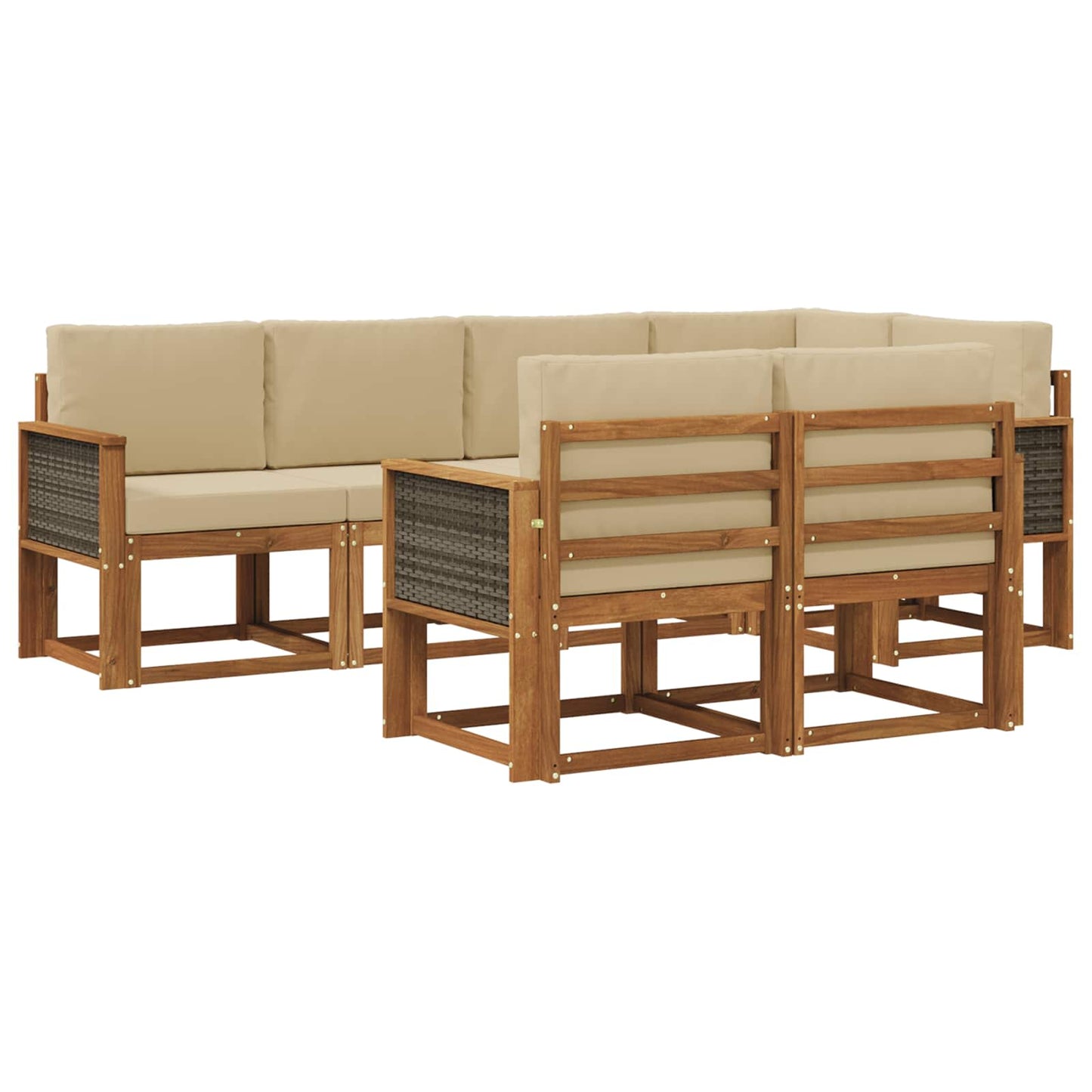 vidaXL Σειρά Καναπέ Εξωτερικού 7 pcs Φυσικό και Μπεζ Πολυεστέρας
