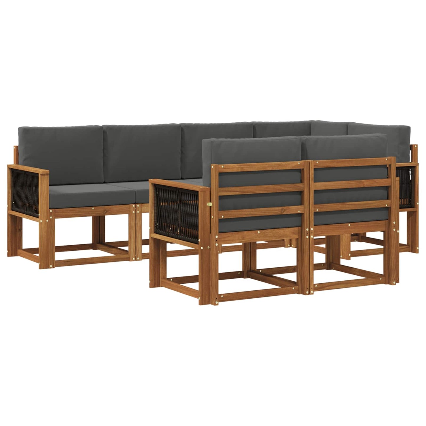 vidaXL Σειρά Καναπέ Εξωτερικού 7 pcs Φυσικό και Ανθρακί Πολυεστέρας