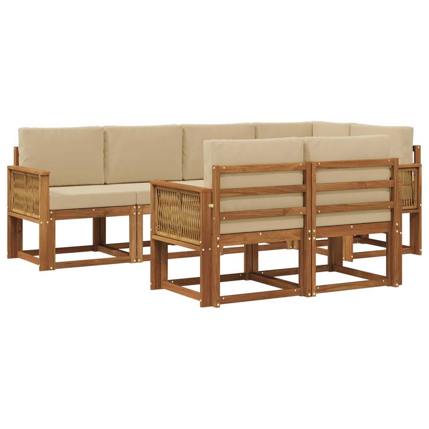 vidaXL Σειρά Καναπέ Εξωτερικού 7 pcs Φυσικό και Μπεζ Πολυεστέρας