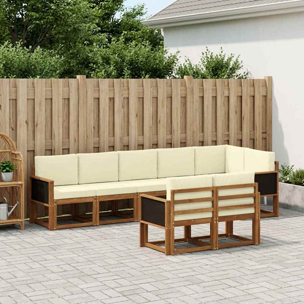 vidaXL Σειρά Καναπέ Εξωτερικού 8 pcs Φυσικό και Κρέμα Πολυεστέρας