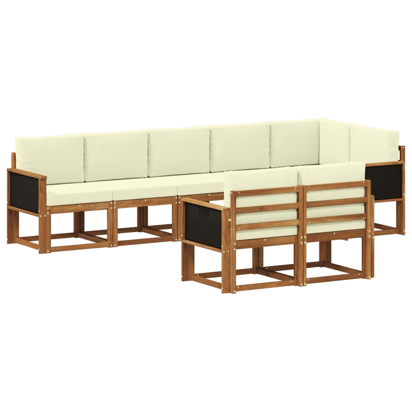 vidaXL Σειρά Καναπέ Εξωτερικού 8 pcs Φυσικό και Κρέμα Πολυεστέρας
