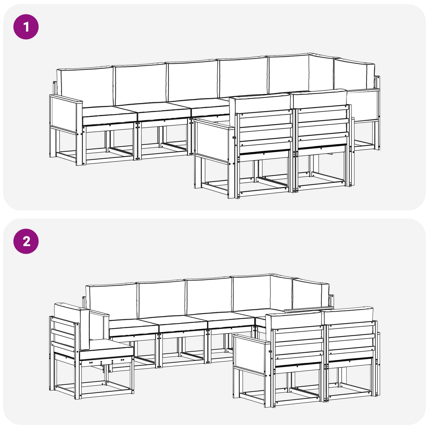 vidaXL Σειρά Καναπέ Εξωτερικού 8 pcs Φυσικό και Κρέμα Πολυεστέρας