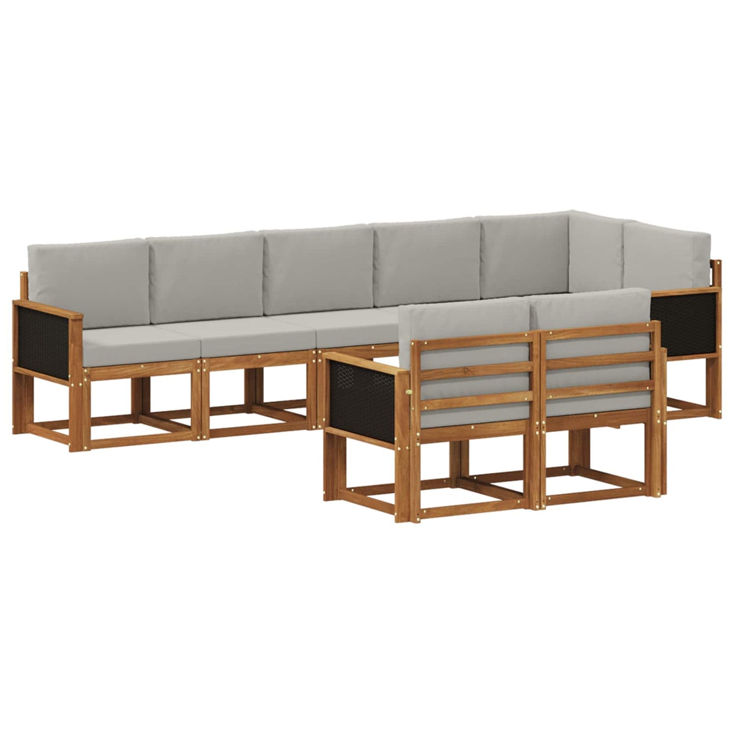 vidaXL Σειρά Καναπέ Εξωτερικού 8 pcs Φυσικό και Ανοιχτό Γκρι