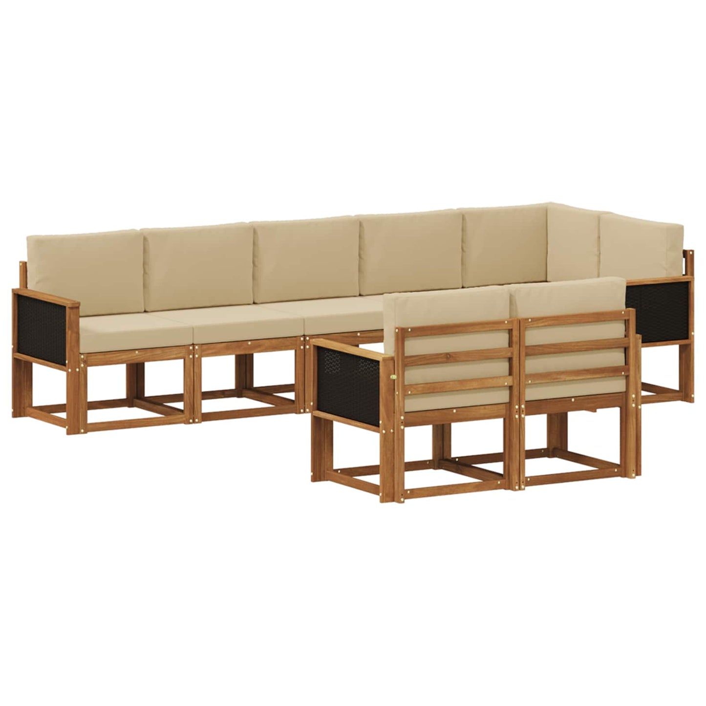 vidaXL Σειρά Καναπέ Εξωτερικού 8 pcs Φυσικό και Μπεζ Πολυεστέρας