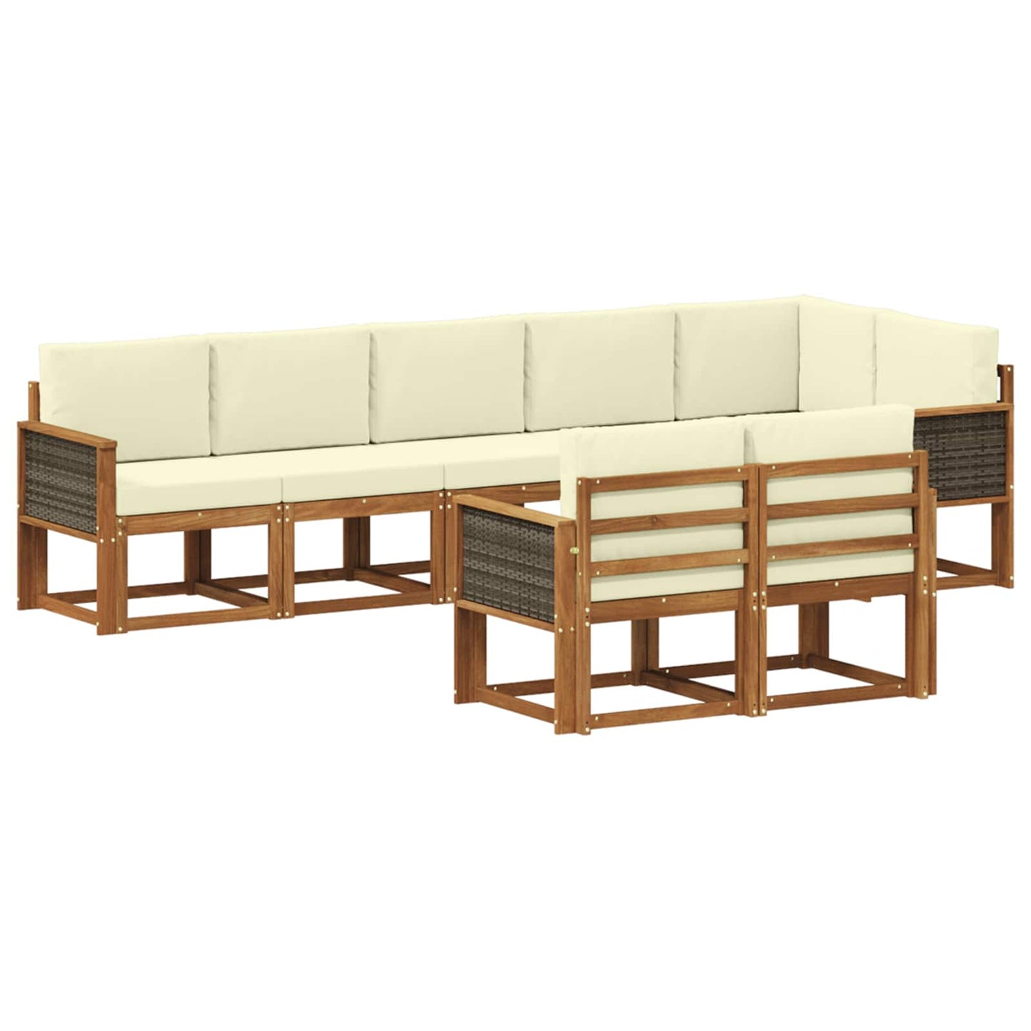 vidaXL Σειρά Καναπέ Εξωτερικού 8 pcs Φυσικό και Κρέμα Πολυεστέρας