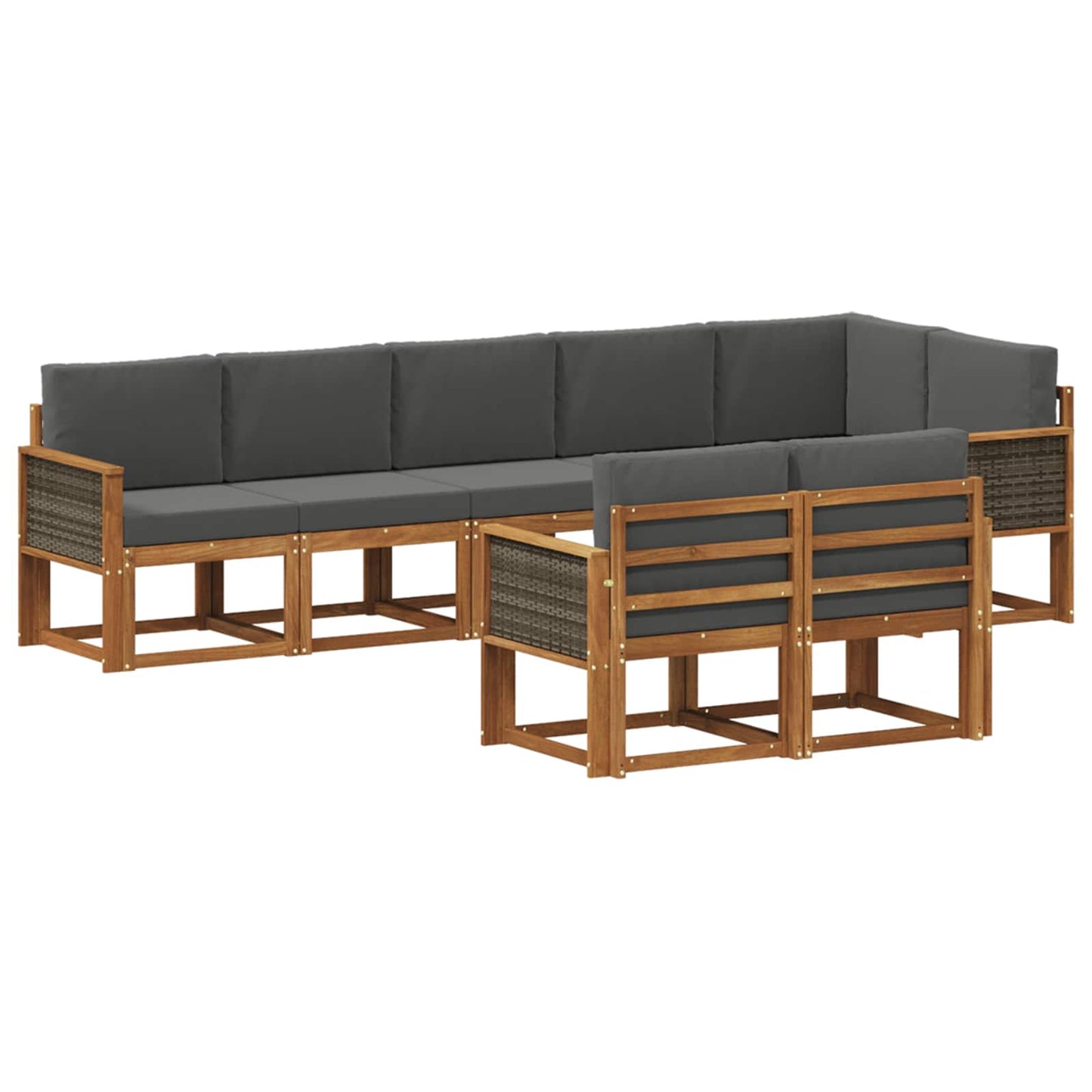 vidaXL Σειρά Καναπέ Εξωτερικού 8 pcs Φυσικό και Ανθρακί Πολυεστέρας