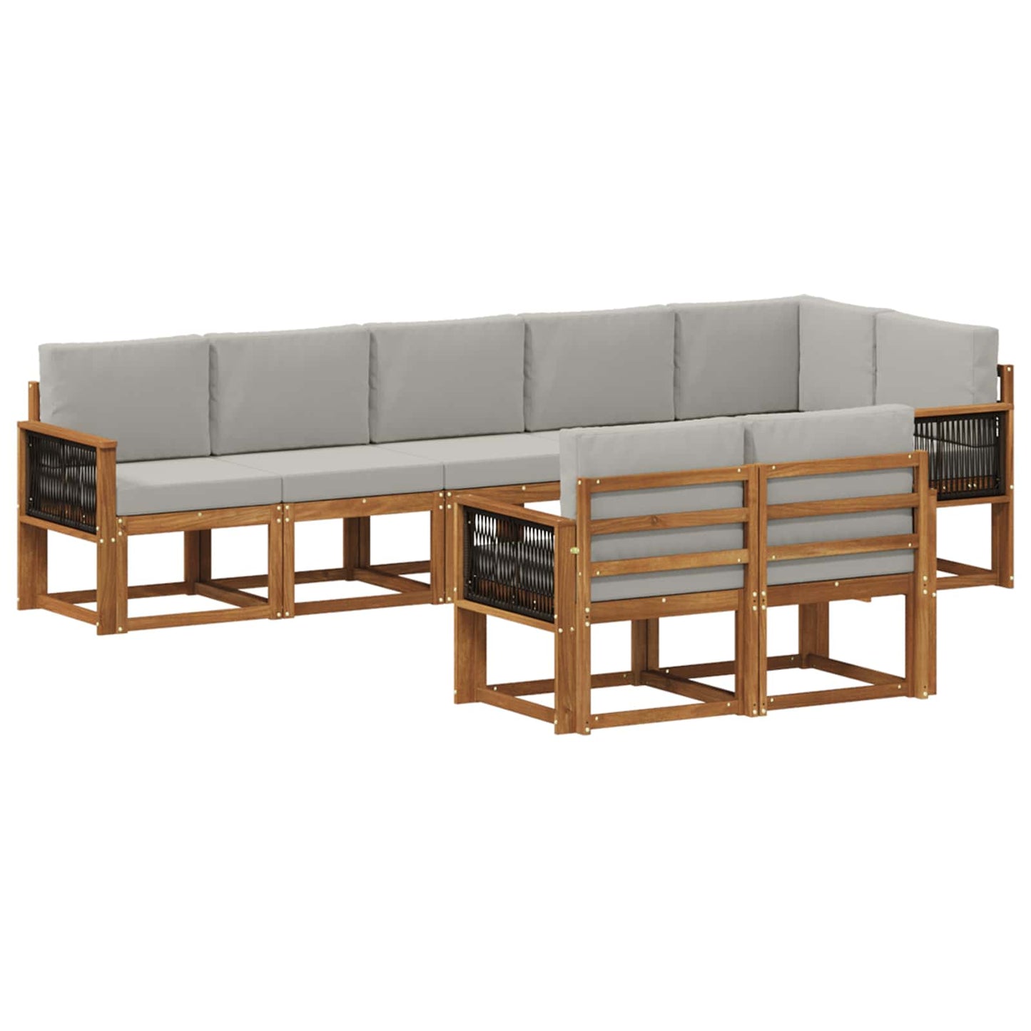 vidaXL Σειρά Καναπέ Εξωτερικού 8 pcs Φυσικό και Ανοιχτό Γκρι