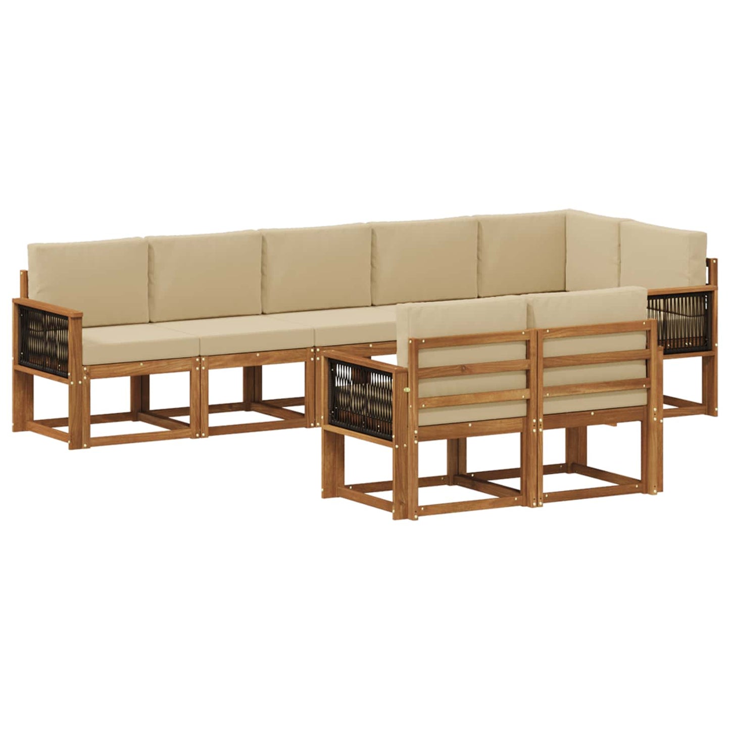 vidaXL Σειρά Καναπέ Εξωτερικού 8 pcs Φυσικό και Μπεζ Πολυεστέρας