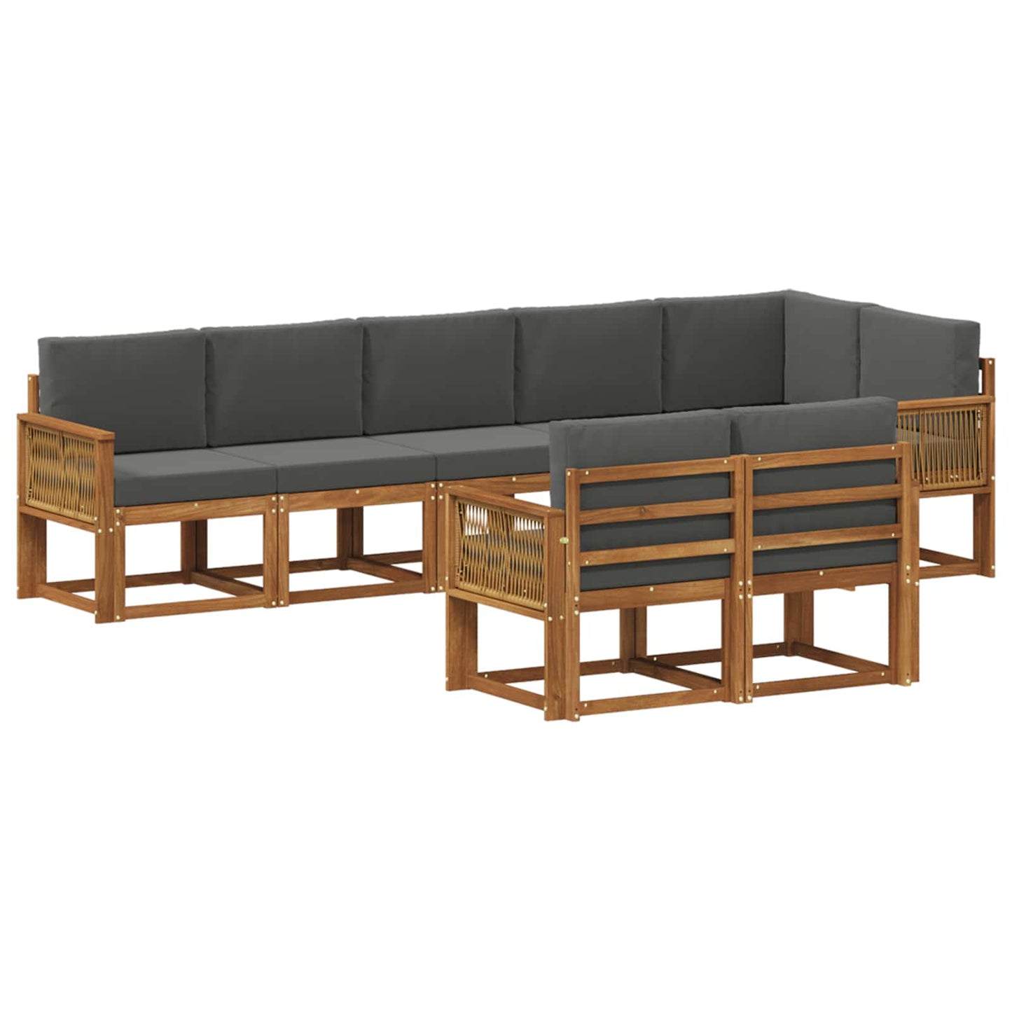 vidaXL Σειρά Καναπέ Εξωτερικού 8 pcs Φυσικό και Ανθρακί Πολυεστέρας