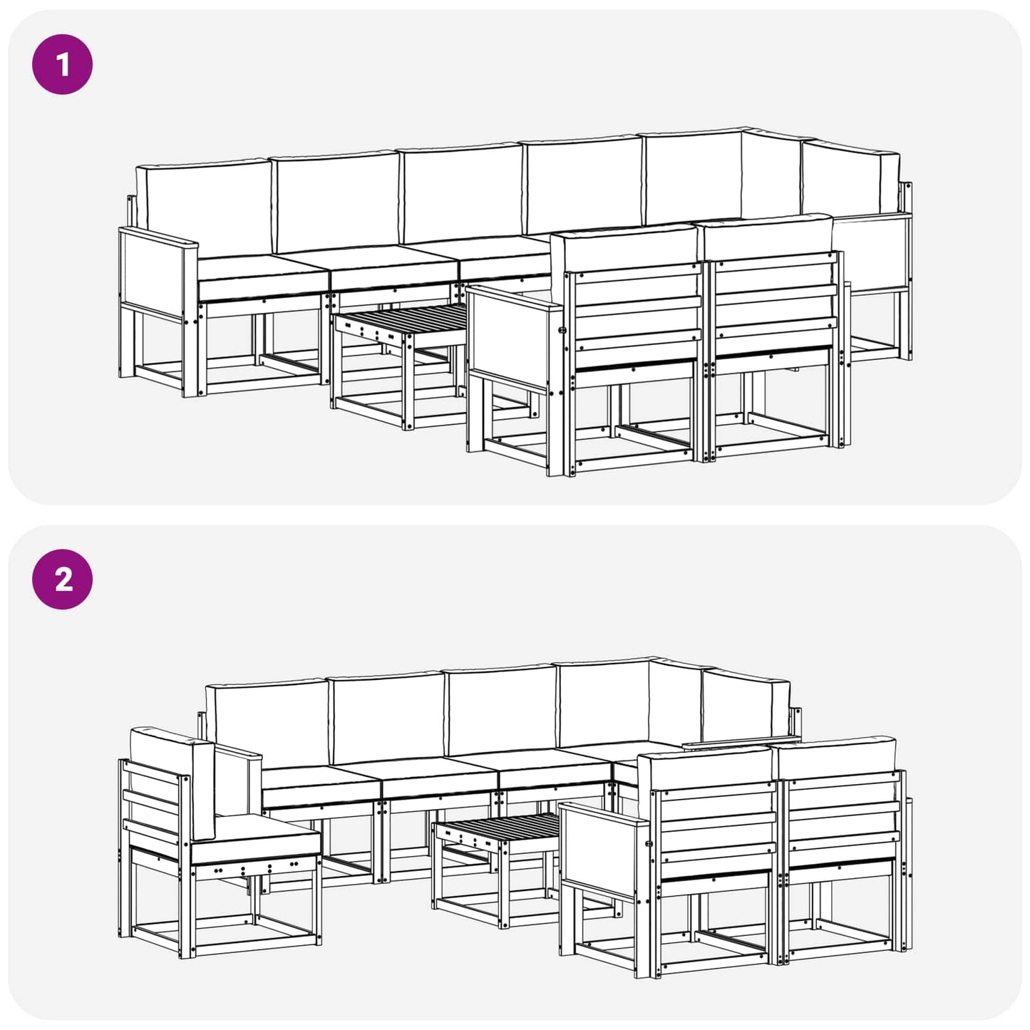 vidaXL Σειρά Καναπέ Εξωτερικού 9 pcs Φυσικό και Κρέμα Πολυεστέρας