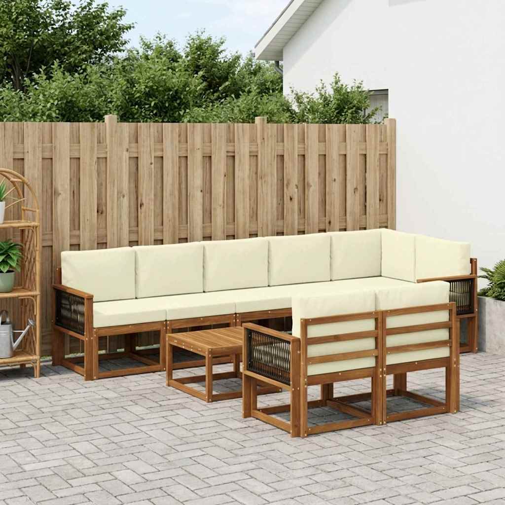 vidaXL Σειρά Καναπέ Εξωτερικού 9 pcs Φυσικό και Κρέμα Πολυεστέρας