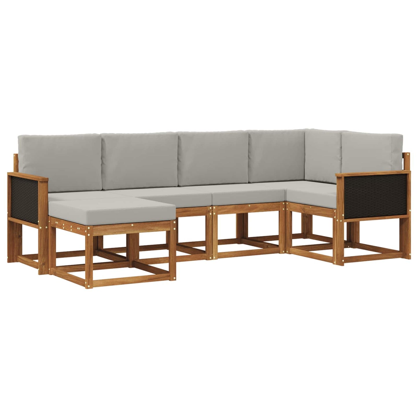 vidaXL Σειρά Καναπέ Εξωτερικού 6 pcs Φυσικό και Ανοιχτό Γκρι