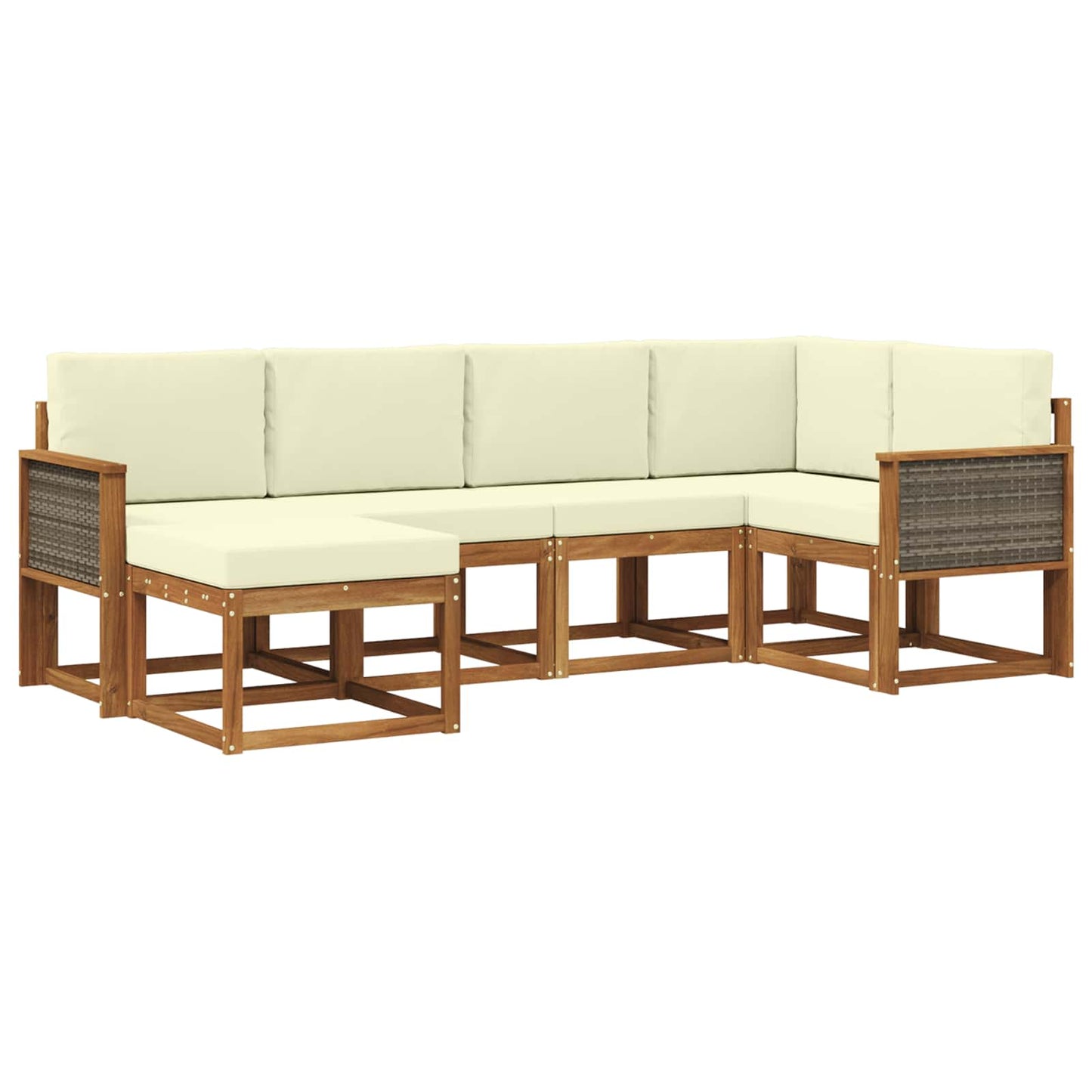 vidaXL Σειρά Καναπέ Εξωτερικού 6 pcs Φυσικό και Κρέμα Πολυεστέρας