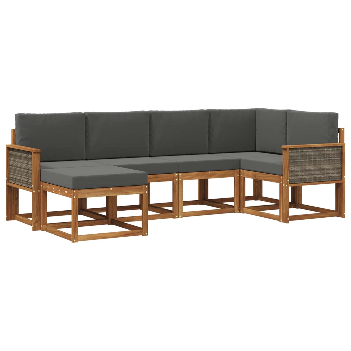 vidaXL Σειρά Καναπέ Εξωτερικού 6 pcs Φυσικό και Ανθρακί Πολυεστέρας