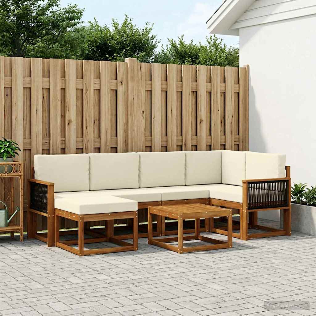 vidaXL Σειρά Καναπέ Εξωτερικού με μαξιλάρι 7 pcs Φυσικό και Κρέμα