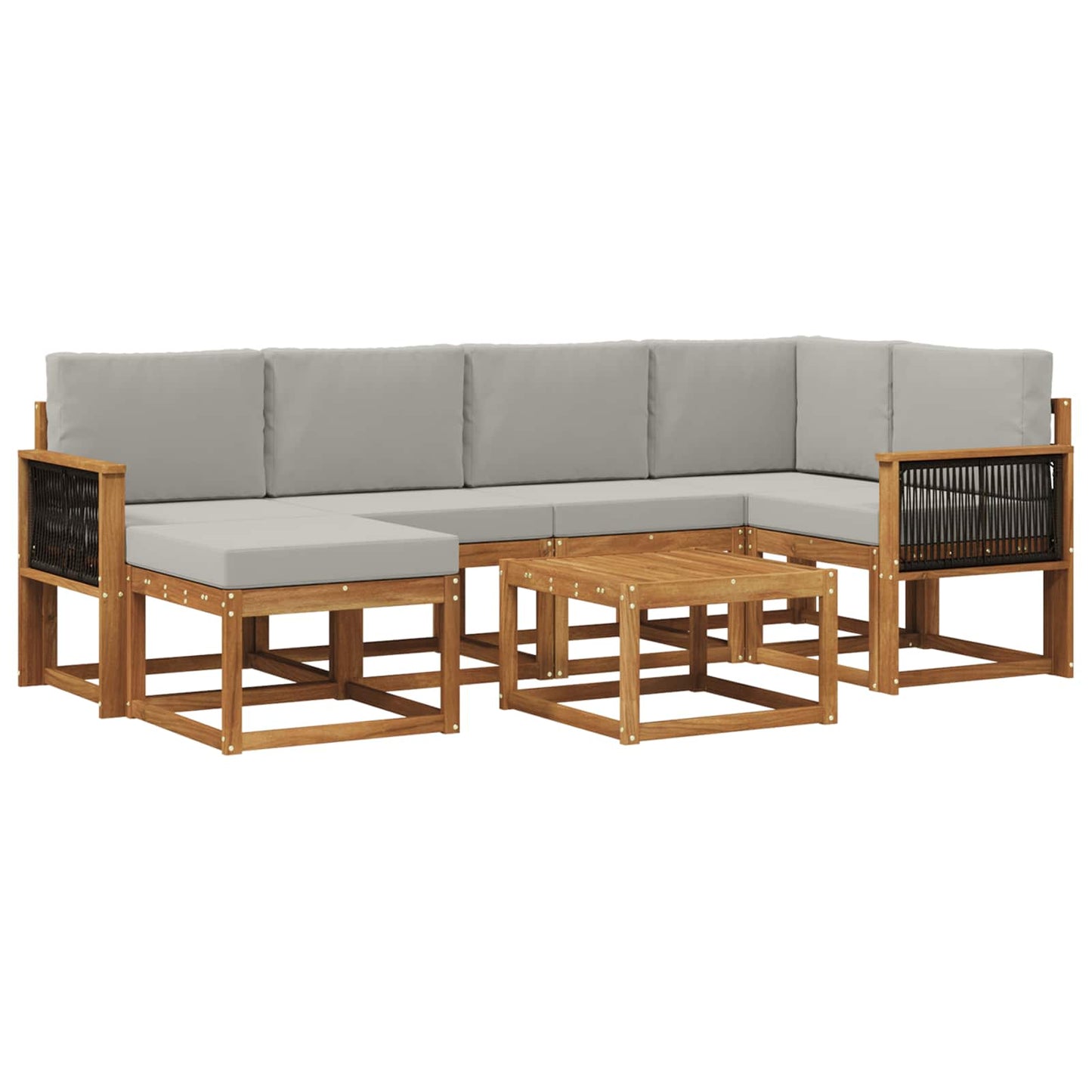 vidaXL Σειρά Καναπέ Εξωτερικού 7 pcs Φυσικό και Ανοιχτό Γκρι