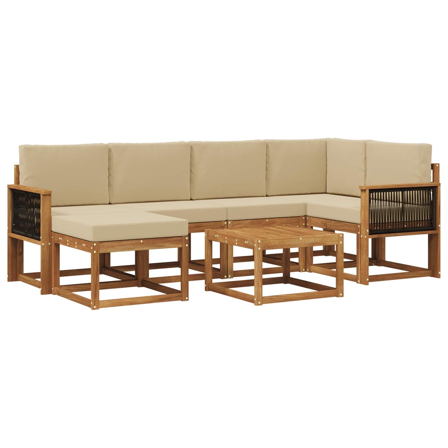 vidaXL Σειρά Καναπέ Εξωτερικού με μαξιλάρι 7 pcs Φυσικό και Μπεζ
