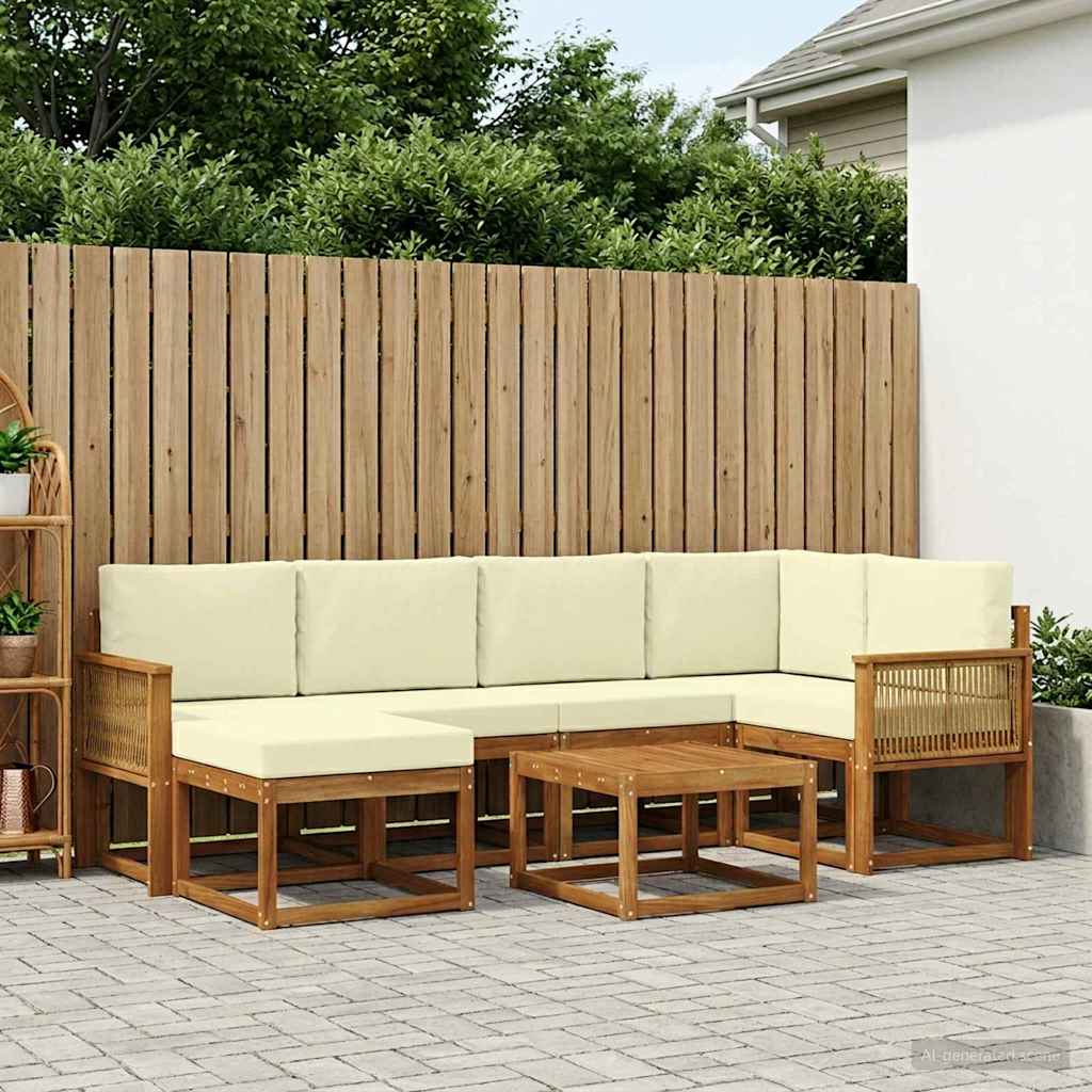 vidaXL Σειρά Καναπέ Εξωτερικού με μαξιλάρι 7 pcs Φυσικό και Κρέμα