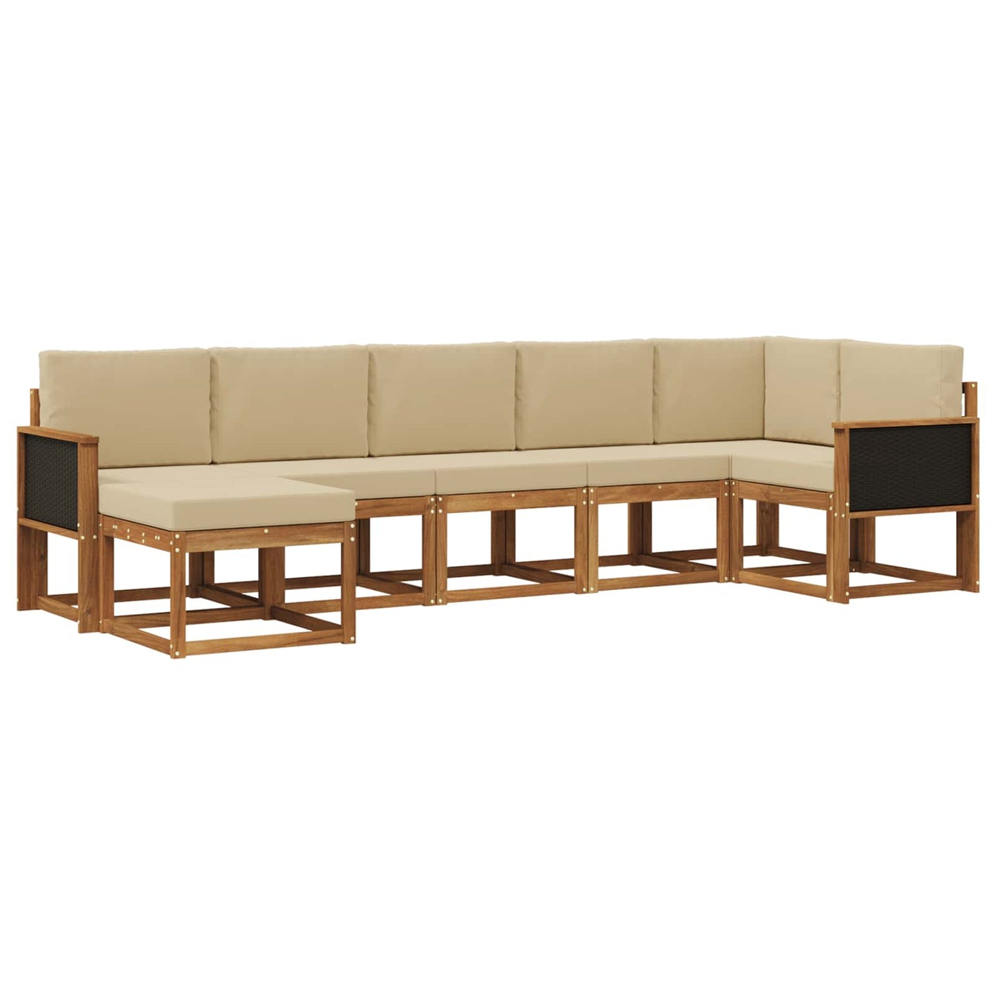vidaXL Σειρά Καναπέ Εξωτερικού 7 pcs Φυσικό και Μπεζ Πολυεστέρας