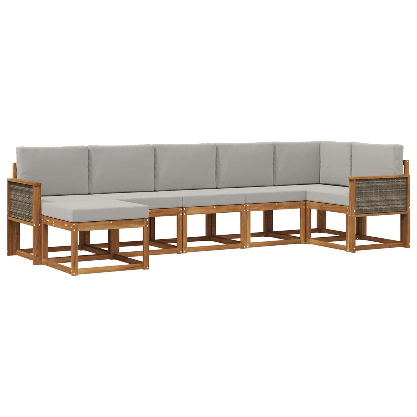 vidaXL Σειρά Καναπέ Εξωτερικού 7 pcs Φυσικό και Ανοιχτό Γκρι