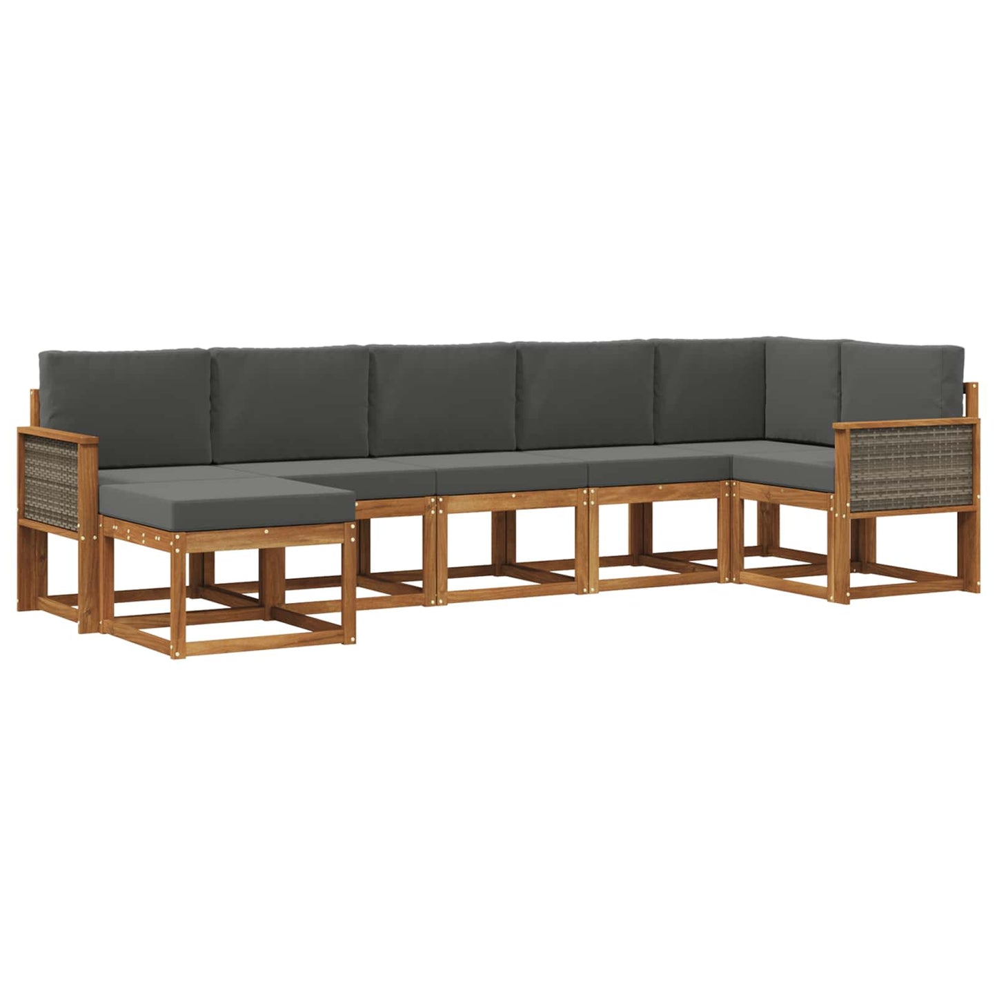 vidaXL Σειρά Καναπέ Εξωτερικού 7 pcs Φυσικό και Ανθρακί Πολυεστέρας