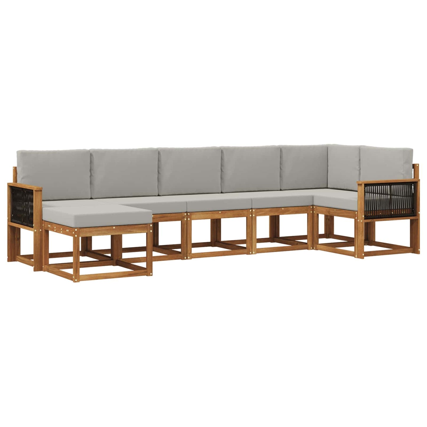 vidaXL Σειρά Καναπέ Εξωτερικού 7 pcs Φυσικό και Ανοιχτό Γκρι