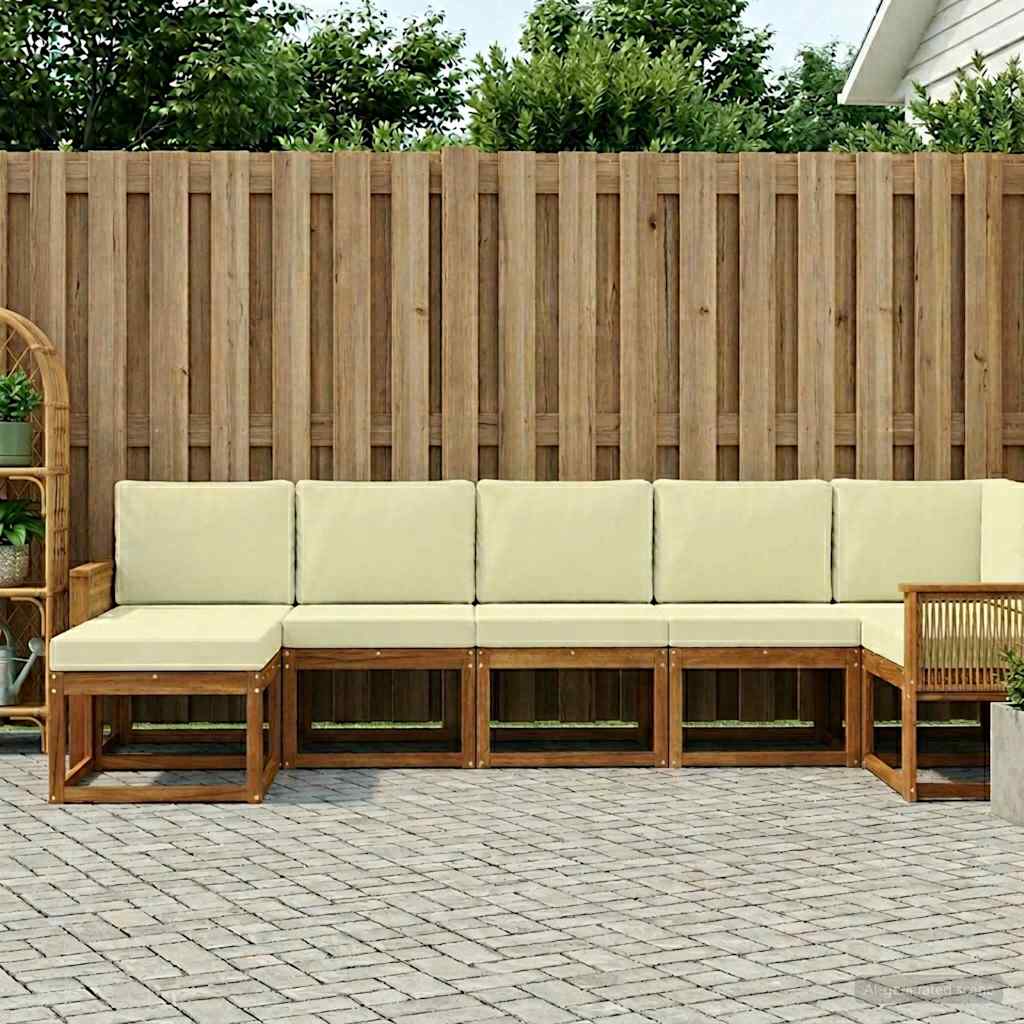 vidaXL Σειρά Καναπέ Εξωτερικού 7 pcs Φυσικό και Κρέμα Πολυεστέρας