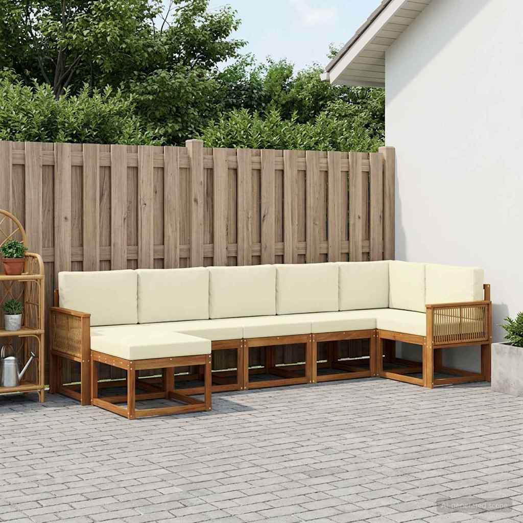 vidaXL Σειρά Καναπέ Εξωτερικού 7 pcs Φυσικό και Κρέμα Πολυεστέρας