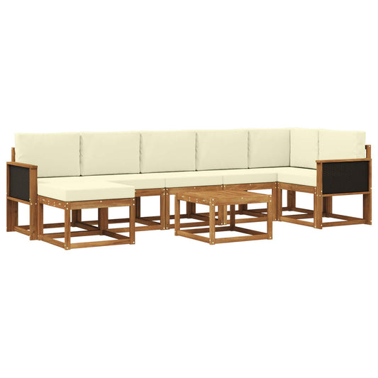 vidaXL Σειρά Καναπέ Εξωτερικού 8 pcs Φυσικό και Κρέμα Πολυεστέρας