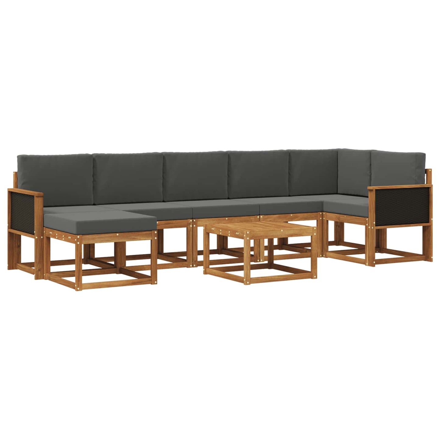 vidaXL Σειρά Καναπέ Εξωτερικού 8 pcs Φυσικό και Ανθρακί Πολυεστέρας