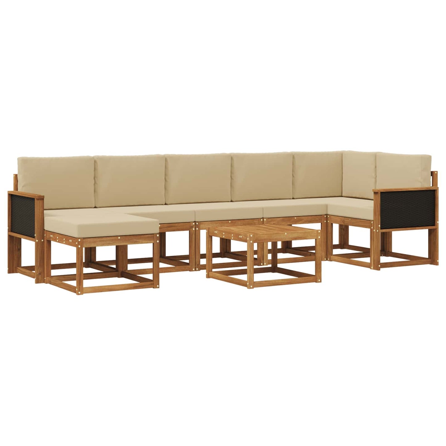 vidaXL Σειρά Καναπέ Εξωτερικού 8 pcs Φυσικό και Μπεζ Πολυεστέρας