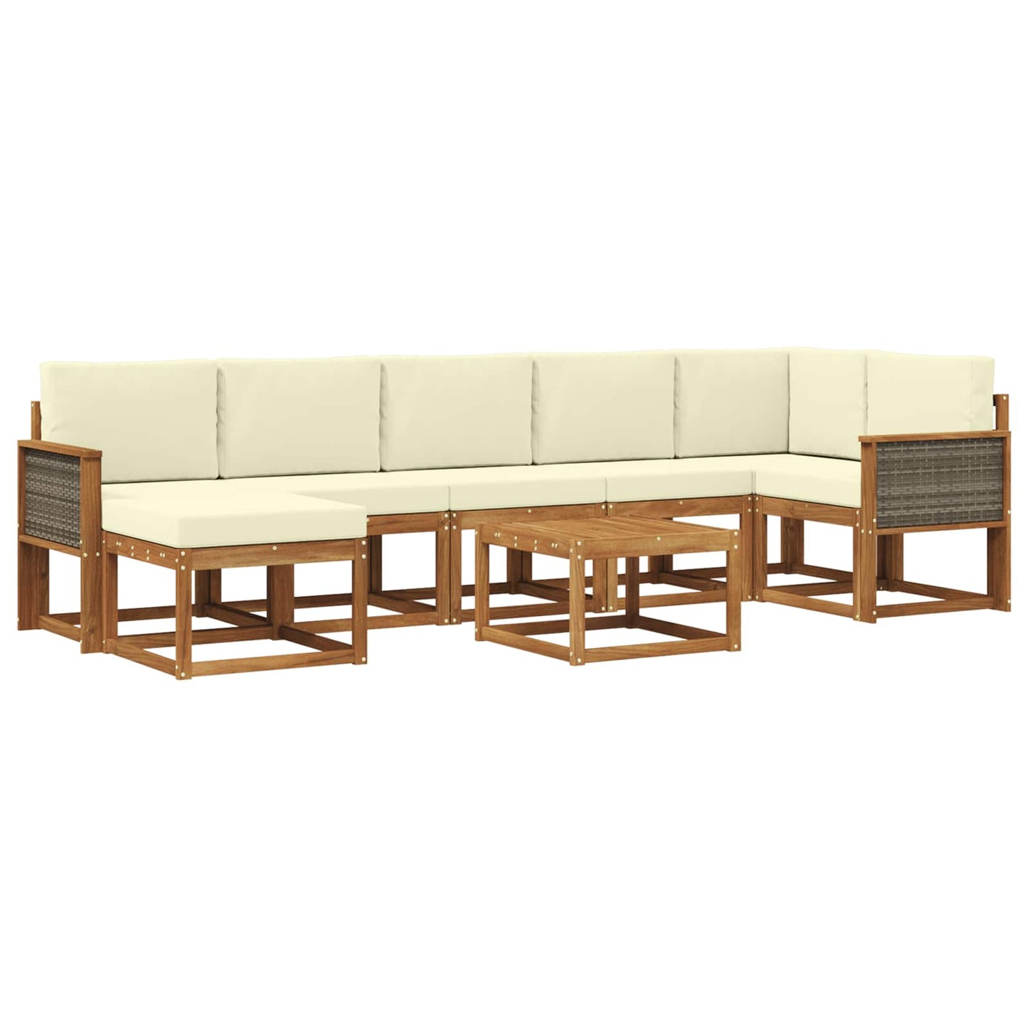 vidaXL Σειρά Καναπέ Εξωτερικού 8 pcs Φυσικό και Κρέμα Πολυεστέρας