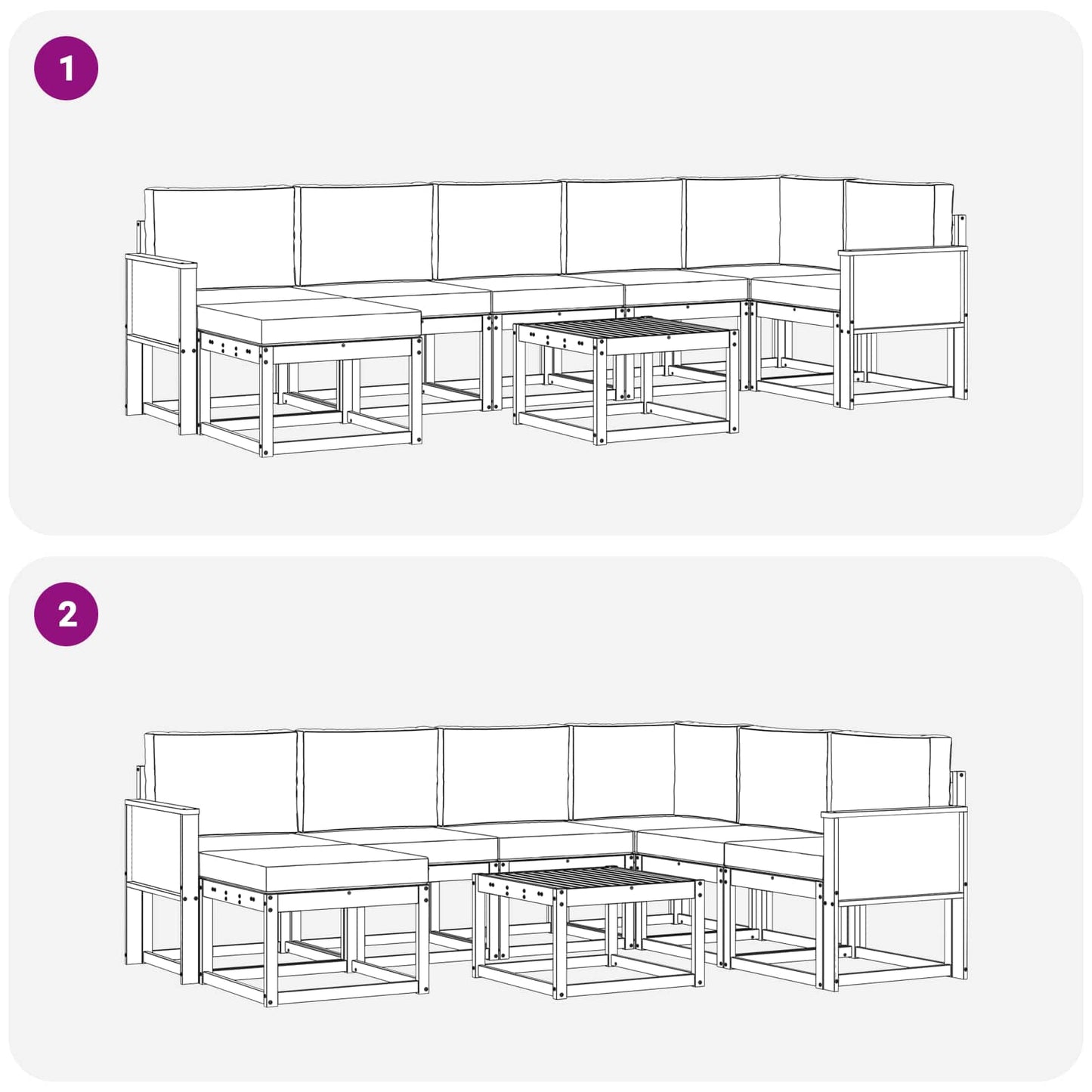 vidaXL Σειρά Καναπέ Εξωτερικού 8 pcs Φυσικό και Ανθρακί Πολυεστέρας