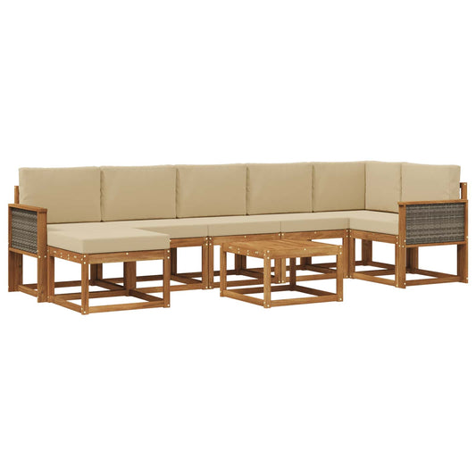 vidaXL Σειρά Καναπέ Εξωτερικού 8 pcs Φυσικό και Μπεζ Πολυεστέρας