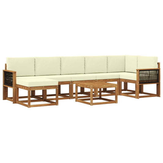 vidaXL Σειρά Καναπέ Εξωτερικού 8 pcs Φυσικό και Κρέμα Πολυεστέρας