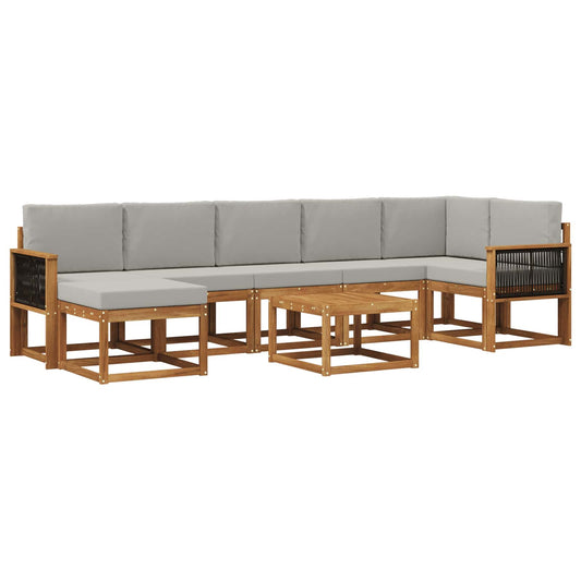 vidaXL Σειρά Καναπέ Εξωτερικού 8 pcs Φυσικό και Ανοιχτό Γκρι