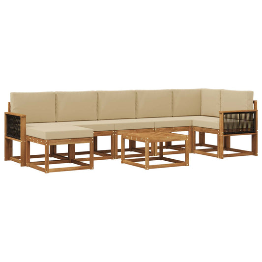 vidaXL Σειρά Καναπέ Εξωτερικού 8 pcs Φυσικό και Μπεζ Πολυεστέρας
