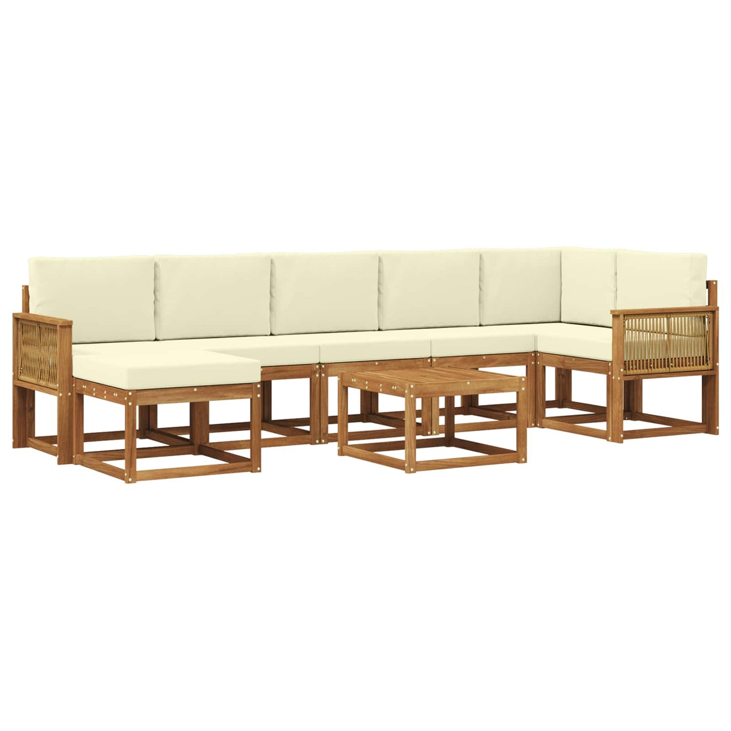 vidaXL Σειρά Καναπέ Εξωτερικού 8 pcs Φυσικό και Κρέμα Πολυεστέρας