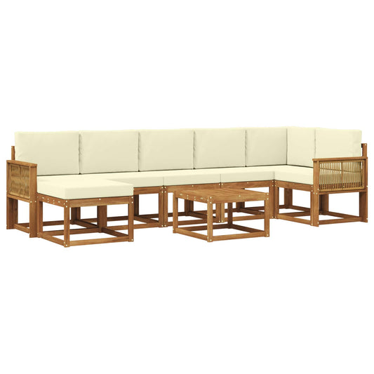 vidaXL Σειρά Καναπέ Εξωτερικού 8 pcs Φυσικό και Κρέμα Πολυεστέρας