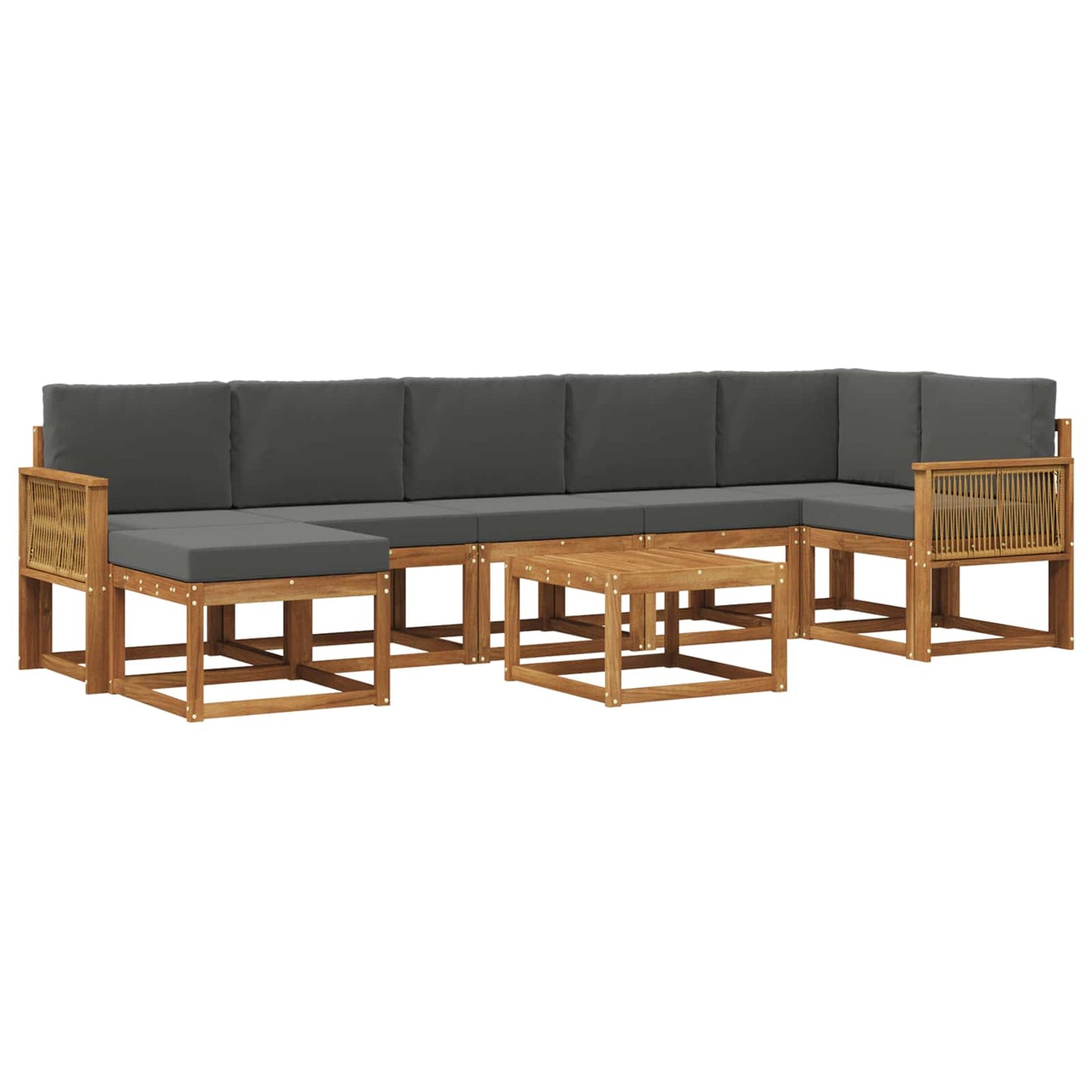 vidaXL Σειρά Καναπέ Εξωτερικού 8 pcs Φυσικό και Ανθρακί Πολυεστέρας