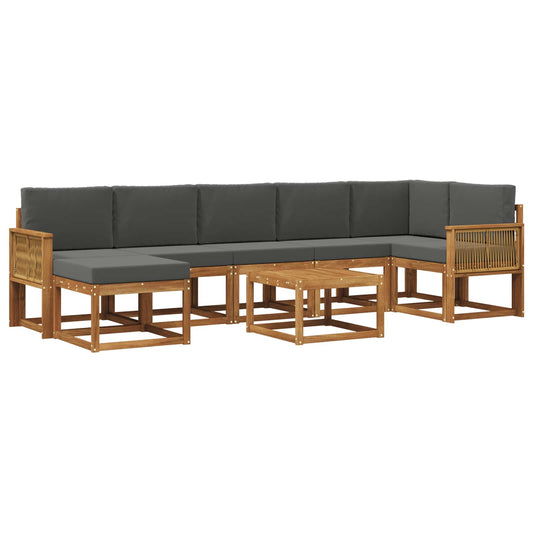 vidaXL Σειρά Καναπέ Εξωτερικού 8 pcs Φυσικό και Ανθρακί Πολυεστέρας
