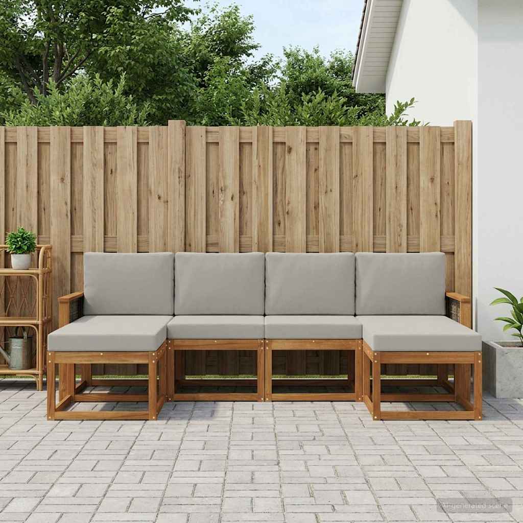 vidaXL Σειρά Καναπέ Εξωτερικού 6 τμχ. Φυσικό και Ανοιχτό Γκρι