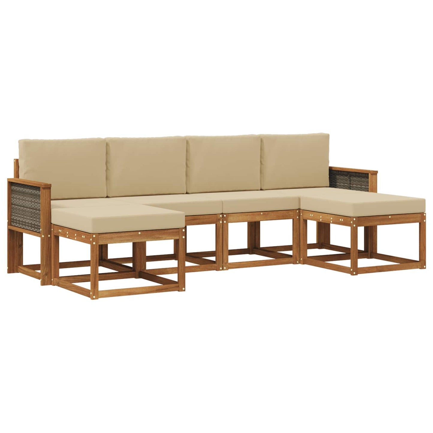 vidaXL Σειρά Καναπέ Εξωτερικού 6 pcs Φυσικό και Μπεζ Πολυεστέρας
