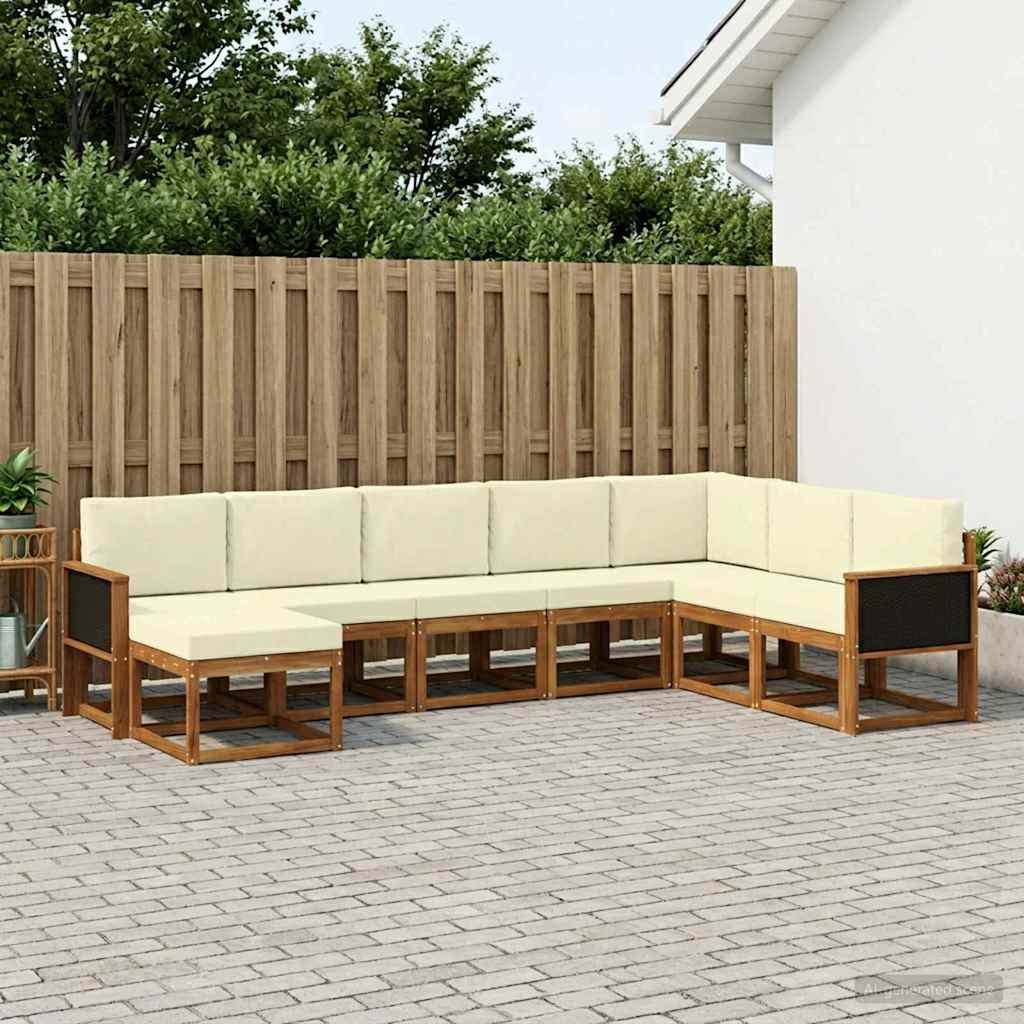 vidaXL Σειρά Καναπέ Εξωτερικού με μαξιλάρι 8 pcs Φυσικό και Κρέμα