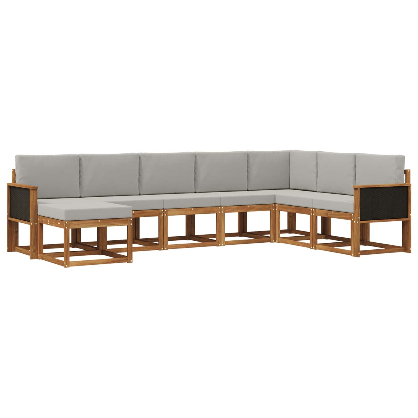 vidaXL Σειρά Καναπέ Εξωτερικού 8 pcs Φυσικό και Ανοιχτό Γκρι